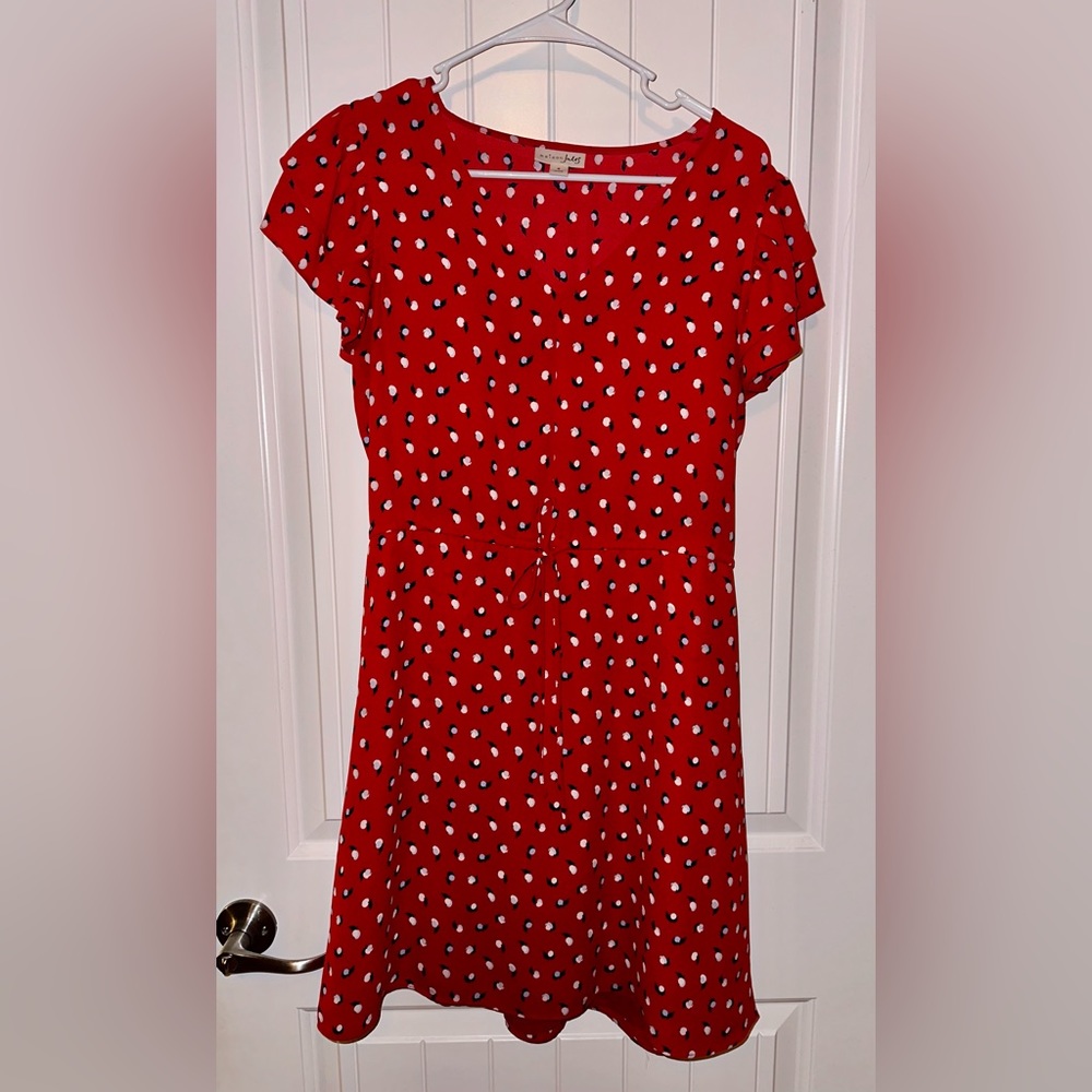 Red Flutter Sleeve Dress